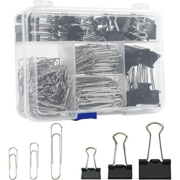 Binder clips and paper clips set 340pcs assorted sizes office school supplies bo - Picture 8 of 8